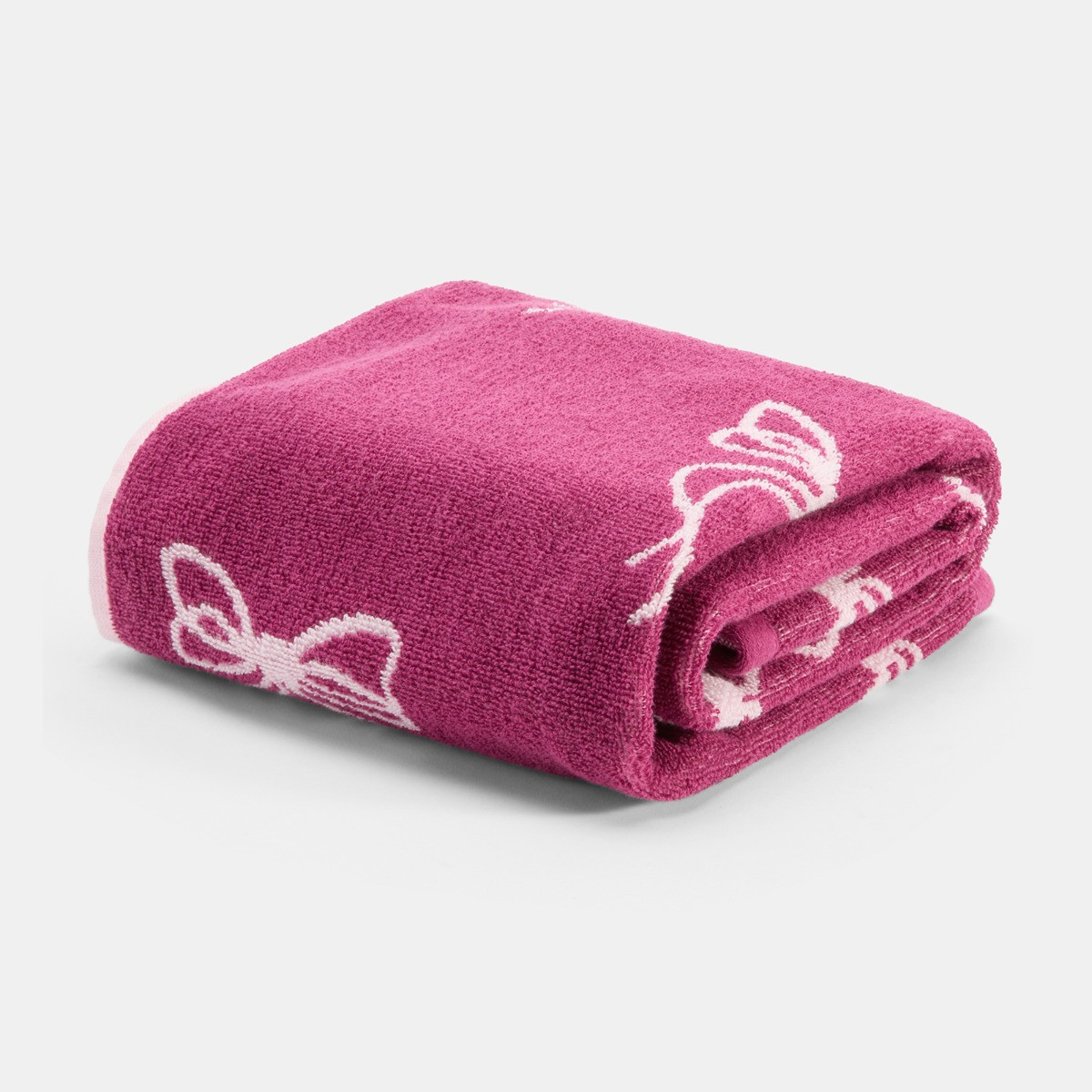 OHS 100% Cotton Bow Print Hand Towel - Burgundy>