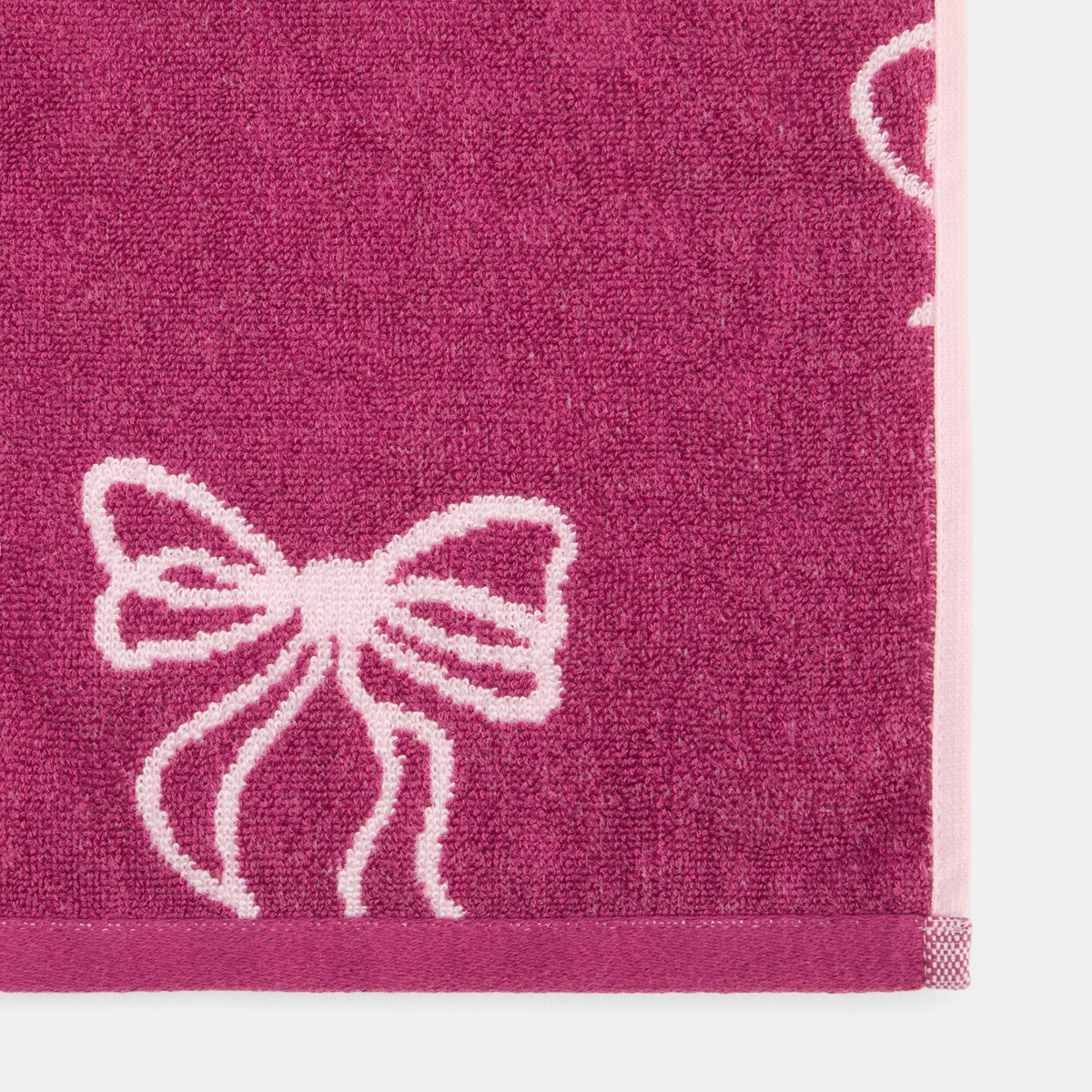OHS 100% Cotton Bow Print Hand Towel - Burgundy>