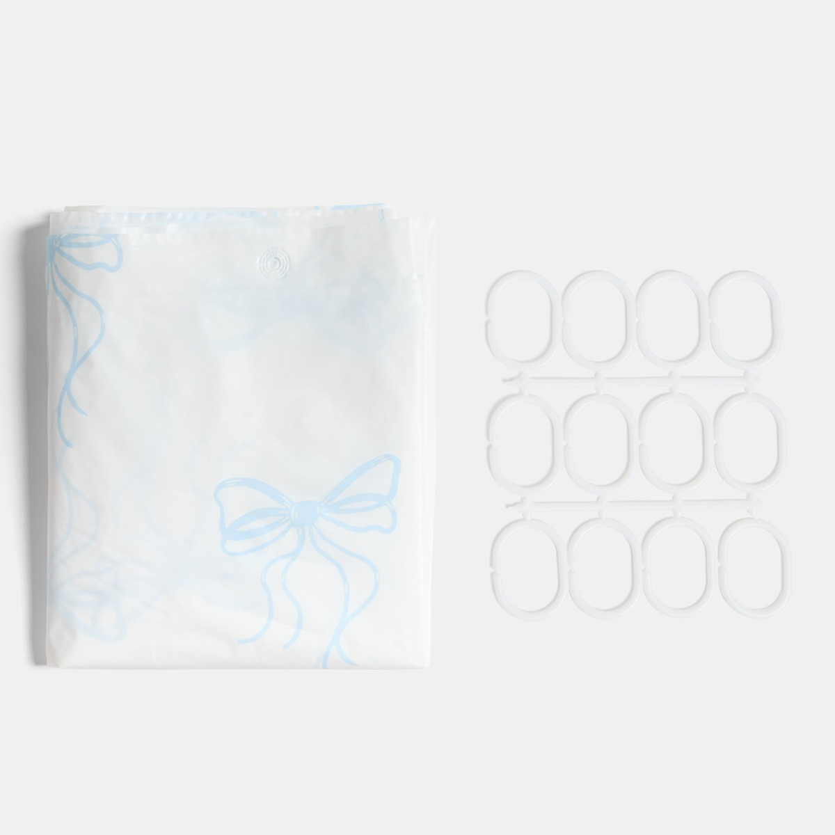 OHS Bow Print Shower Curtain - White/Blue>