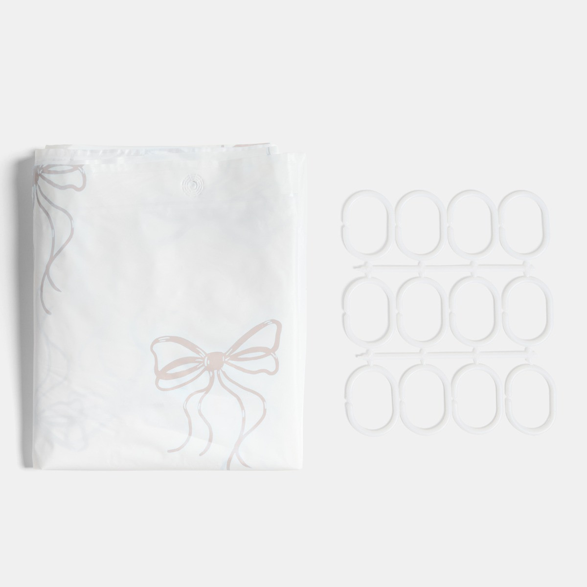 OHS Bow Print Shower Curtain - Natural>