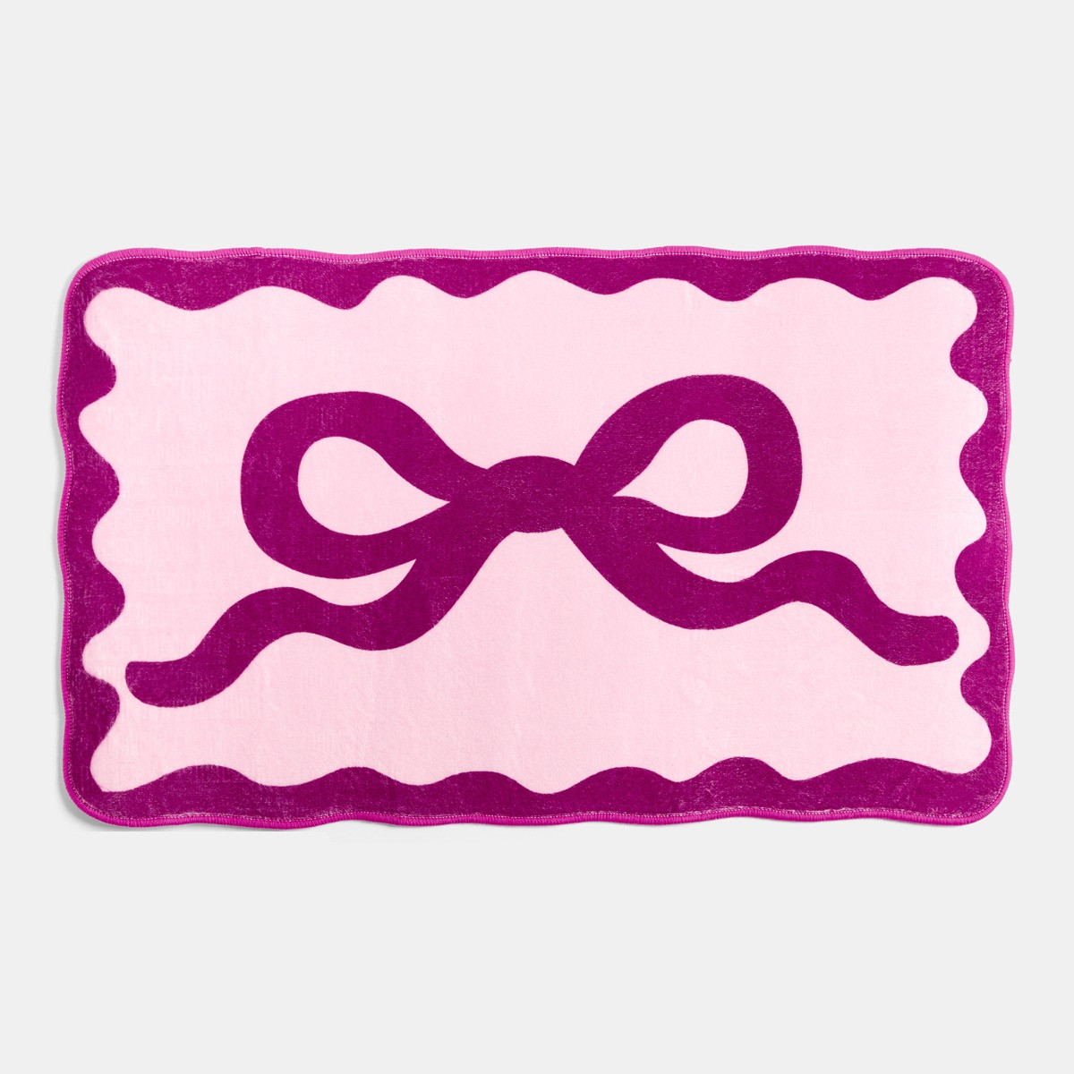 OHS Bow Print Velvet Bath Mat - Burgundy/Pink>