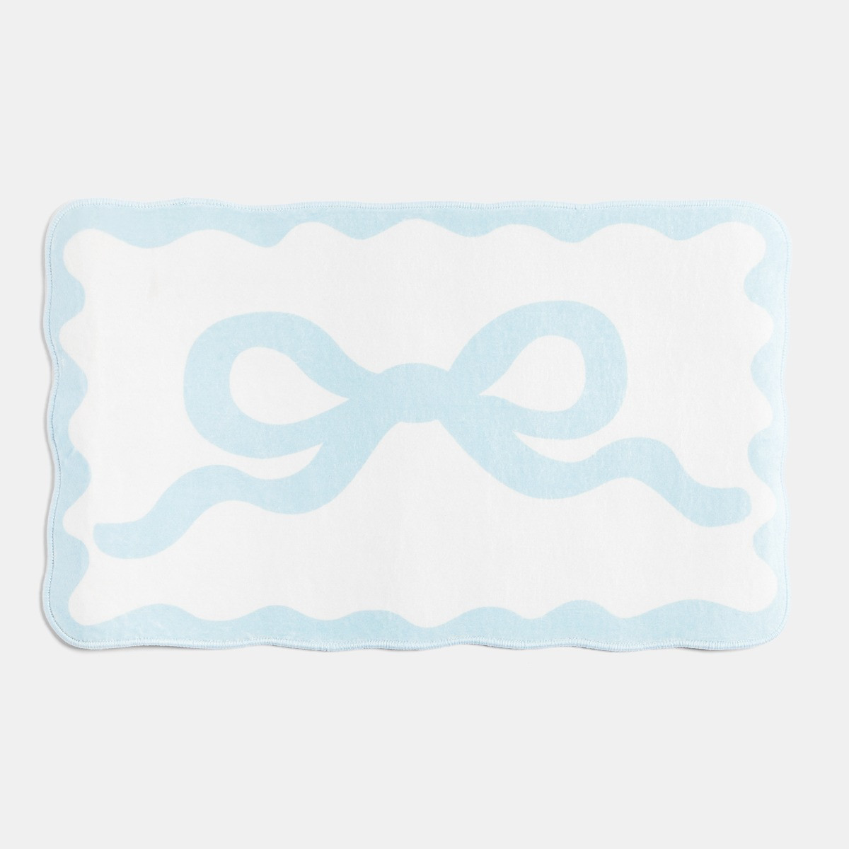 OHS Bow Print Velvet Bath Mat - Blue/White>