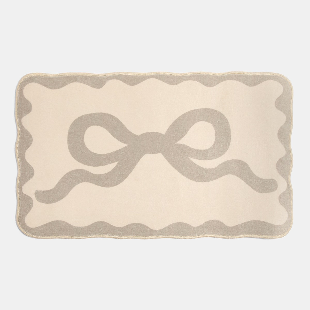 OHS Bow Print Velvet Bath Mat - Natural>