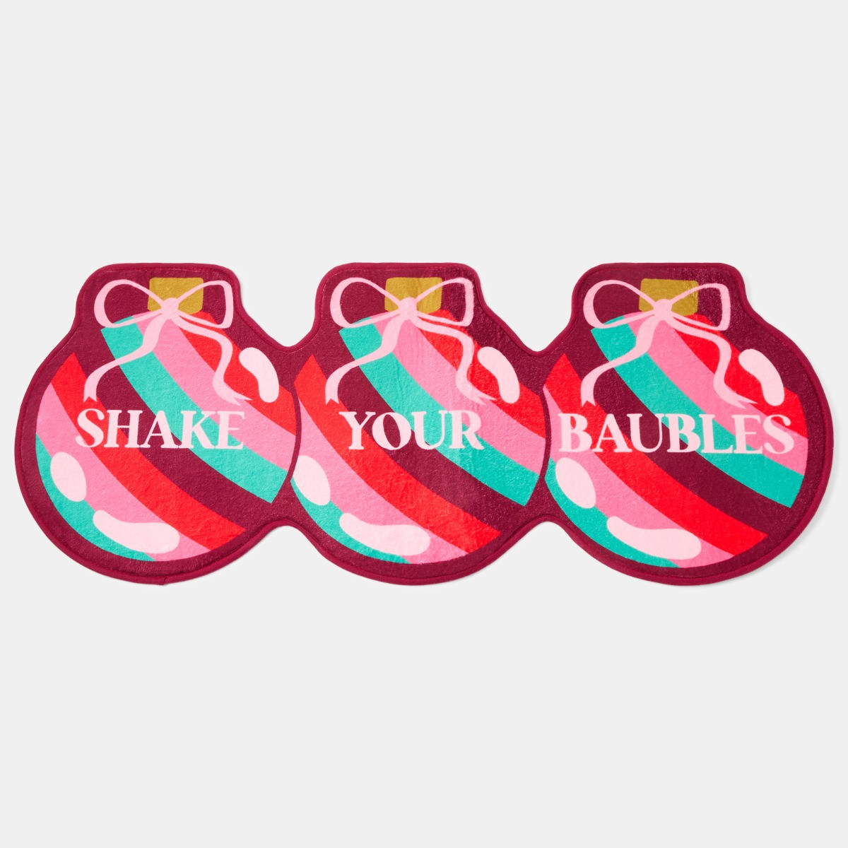 OHS Shake Your Baubles Slogan Christmas Bath Mat - Multi>