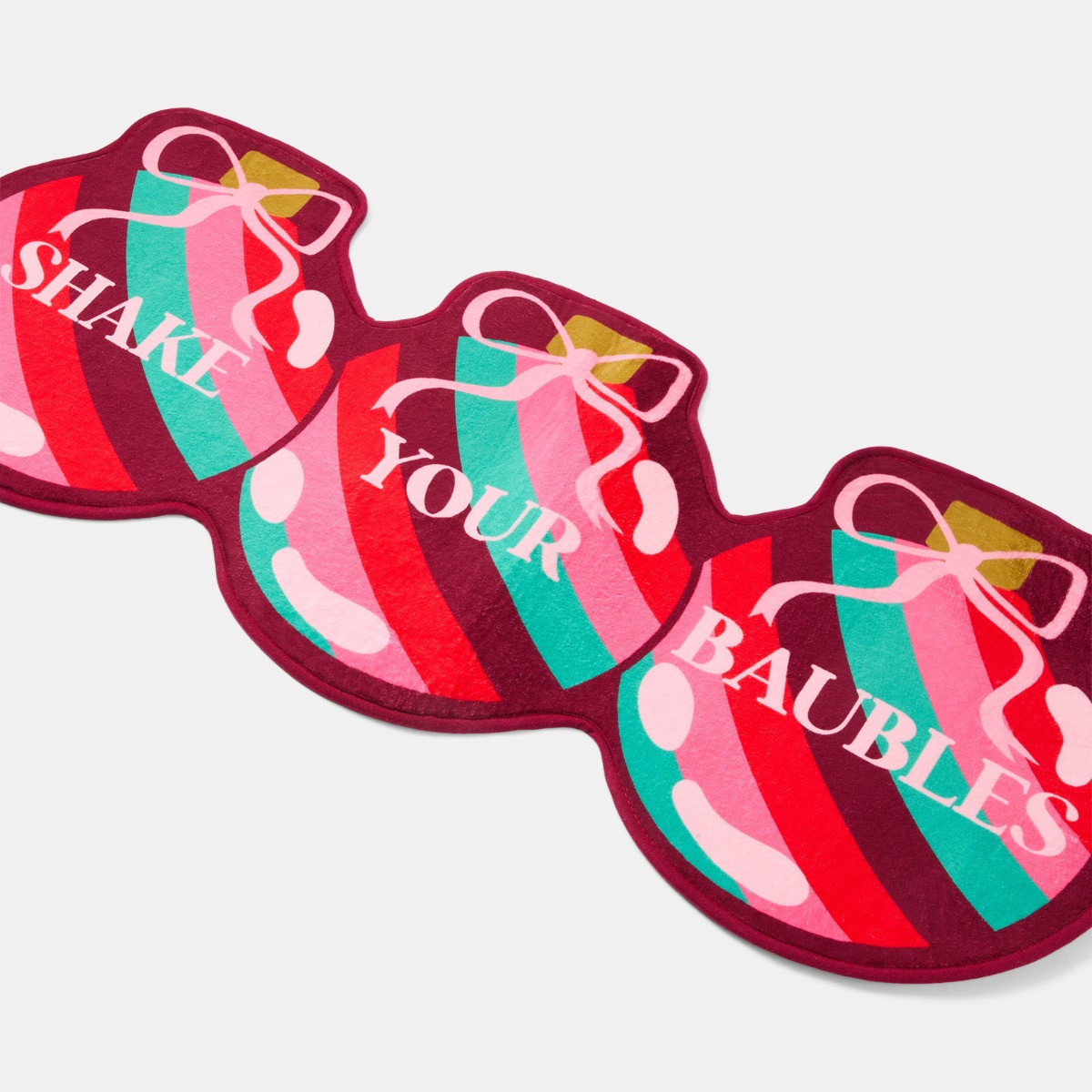 OHS Shake Your Baubles Slogan Christmas Bath Mat - Multi>