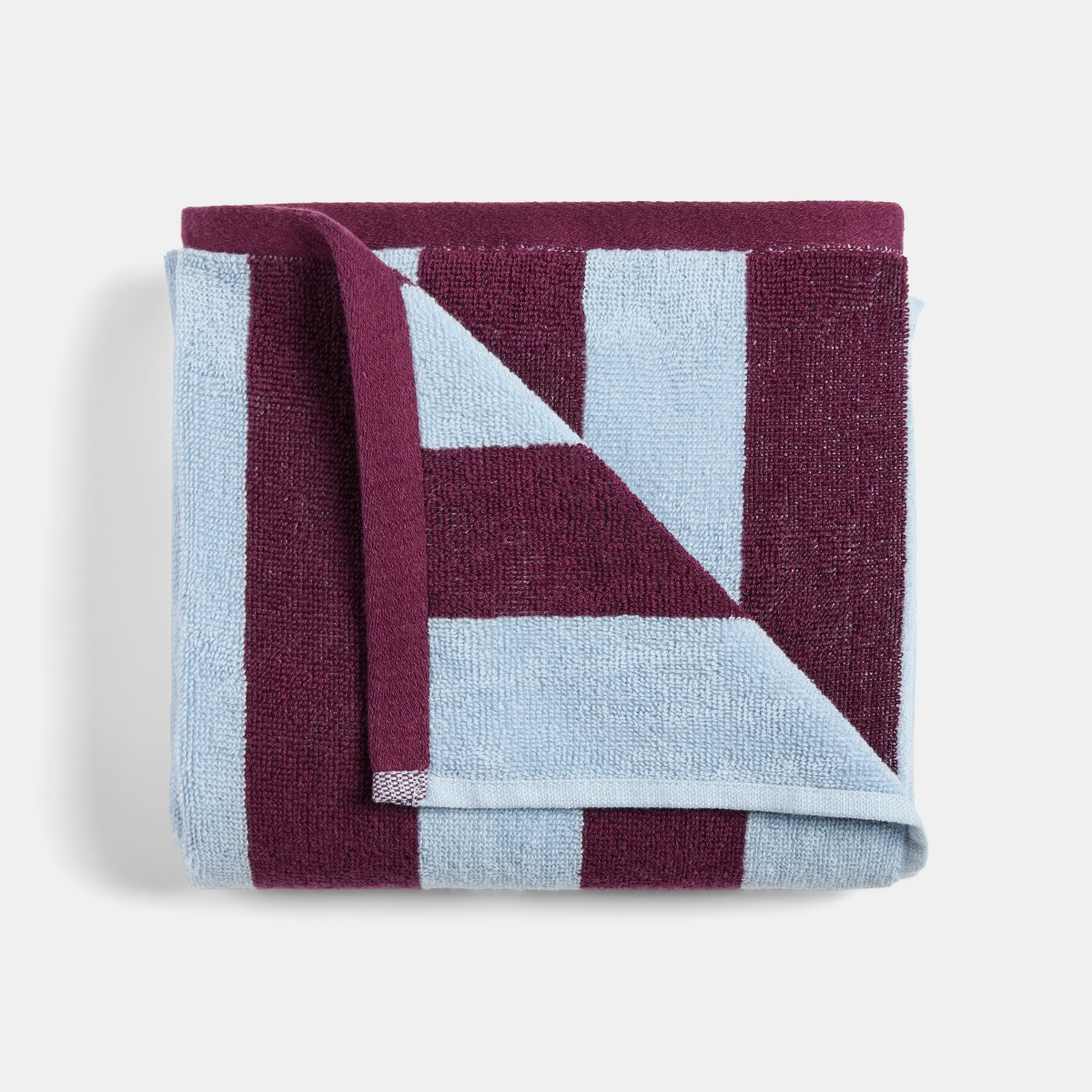 OHS 100% Cotton Jacquard Striped Towel - Blue/Burgundy>