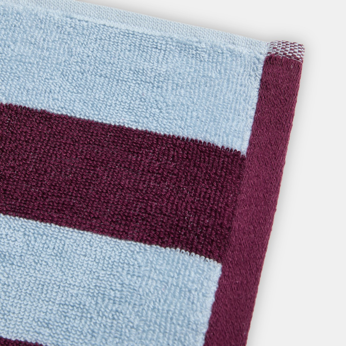 OHS 100% Cotton Jacquard Striped Towel - Blue/Burgundy>
