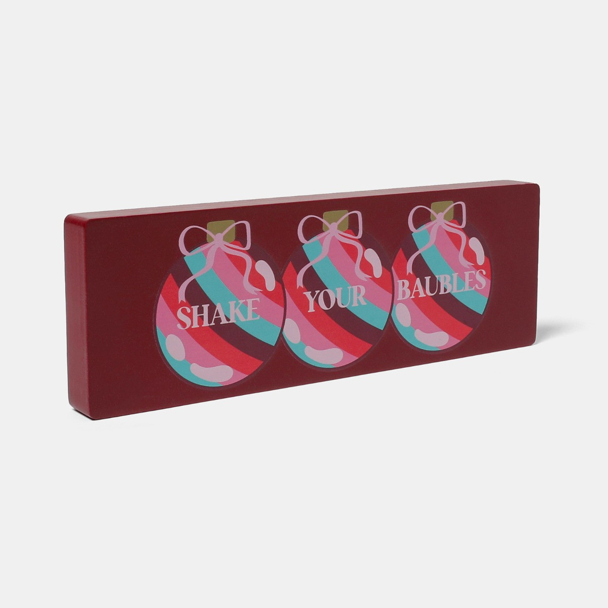 OHS Shake Your Baubles Slogan Christmas Ornament - Burgundy>