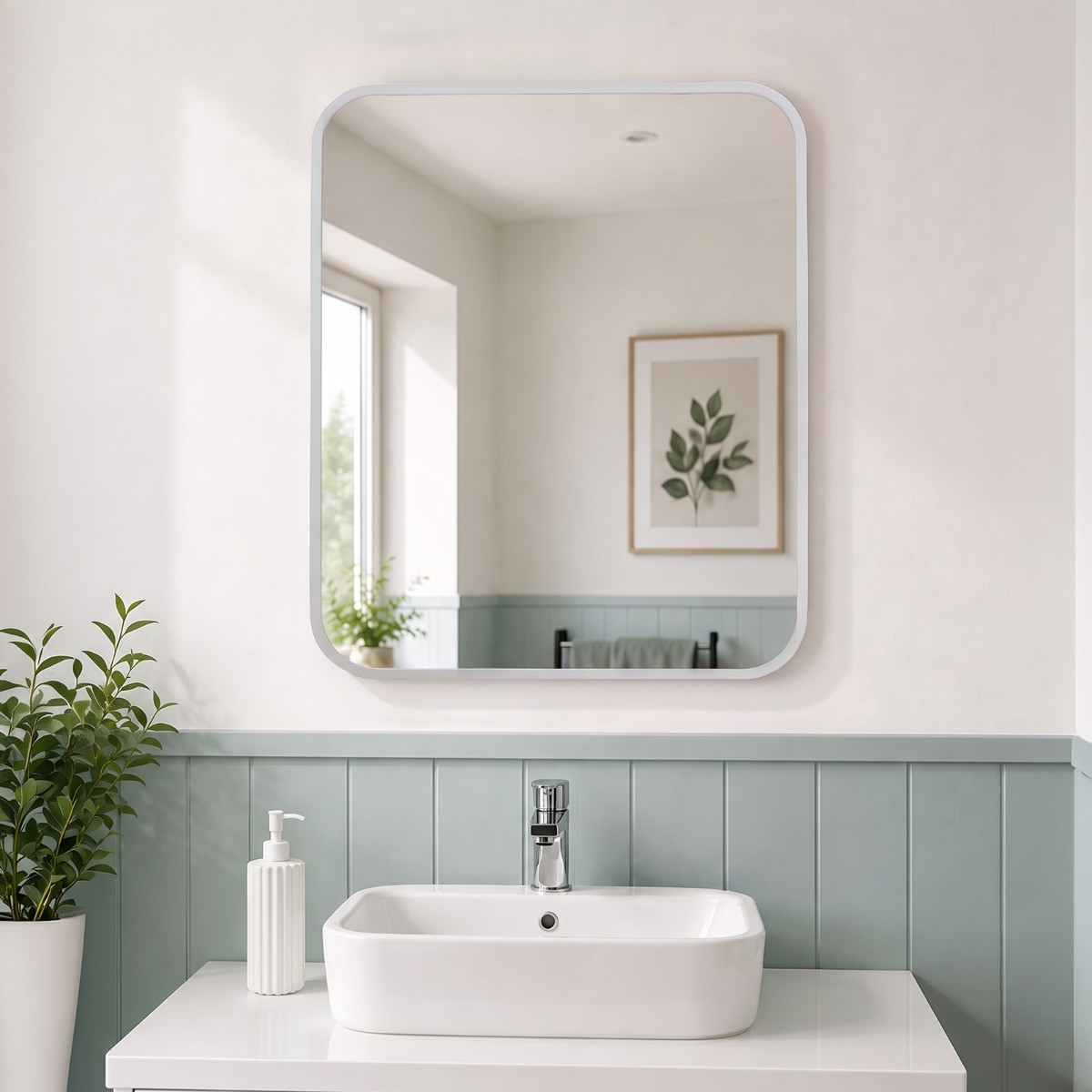 OHS Square Wall Mirror - White