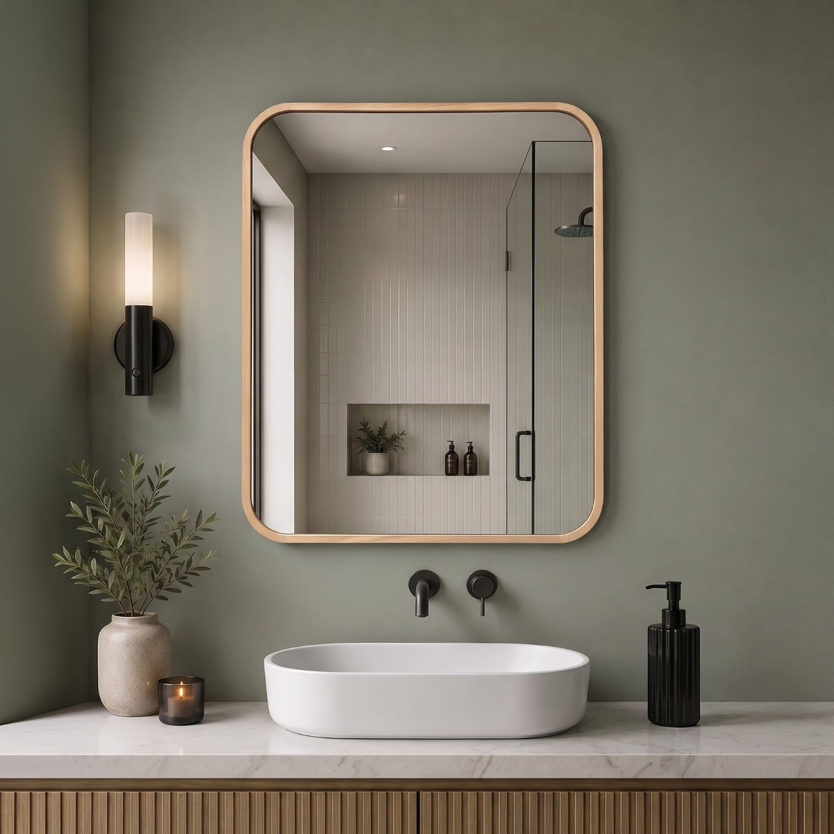 OHS Square Wall Mirror - Natural