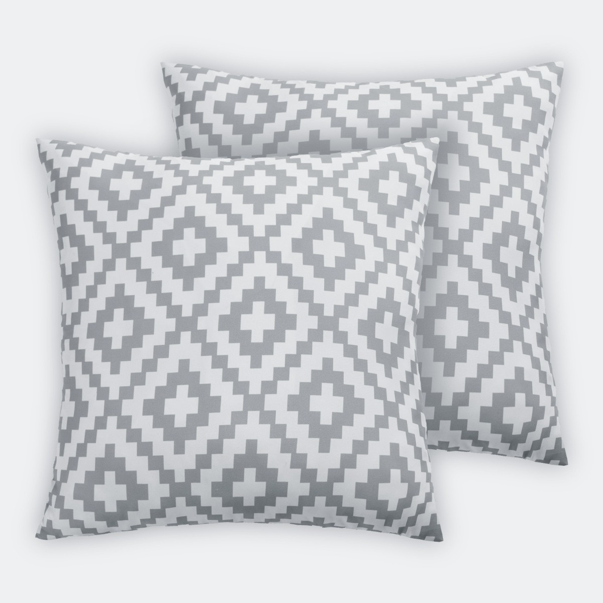 OHS 4 Pack Indoor/Outdoor Geo Print Cushion Covers, Grey/White - 45 x 45cm>