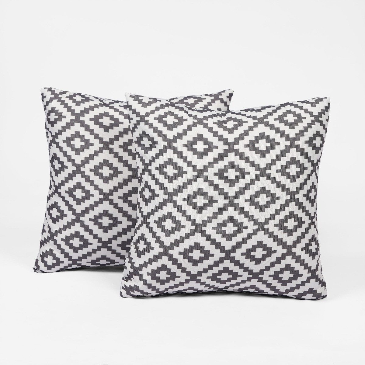 OHS Geo Print Water Resistant Outdoor Cushion Covers - Grey/White>