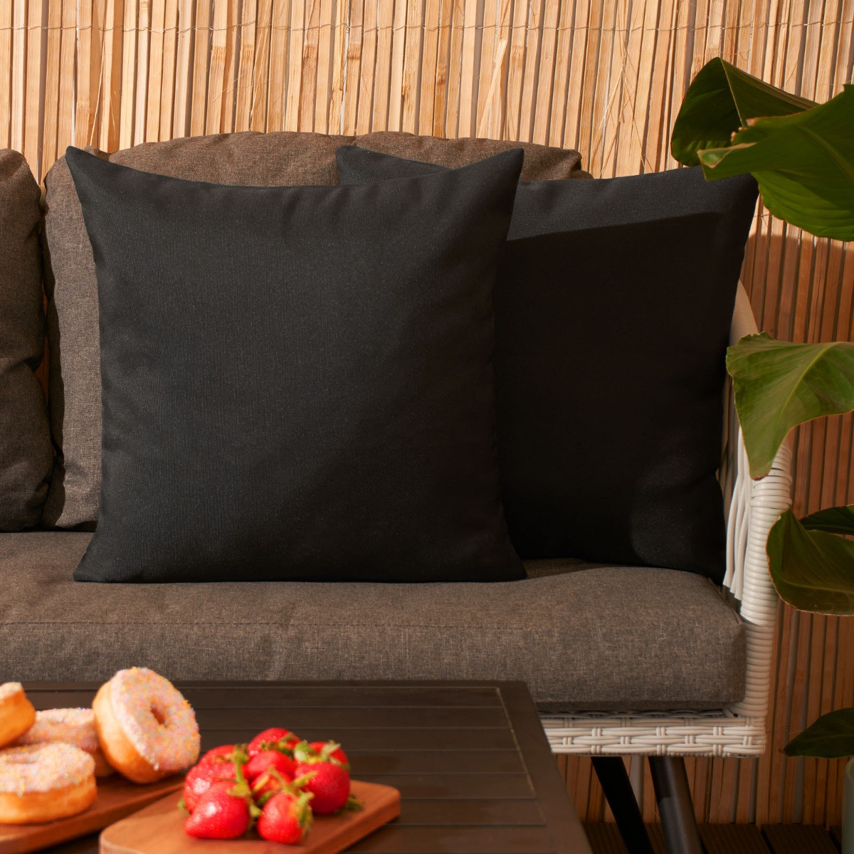 OHS Water Resistant Outdoor Cushion Covers with Cushion Pads, 4 Pack - Black>