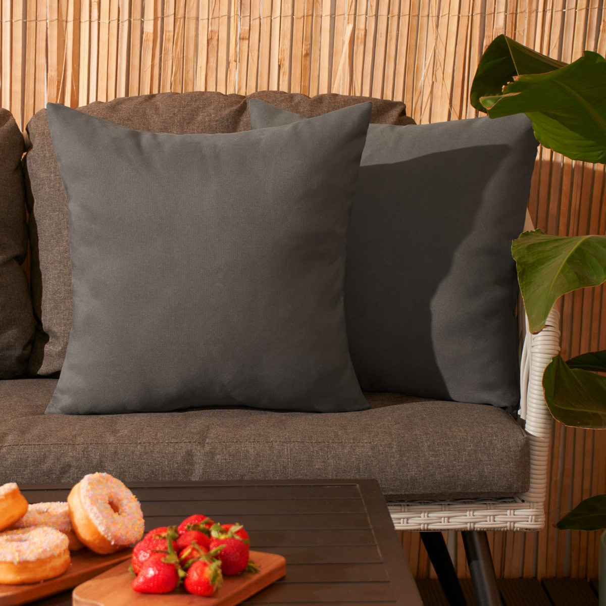 OHS 4 Pack Water Resistant Outdoor Cushion Covers, Grey - 45 x 45cm>