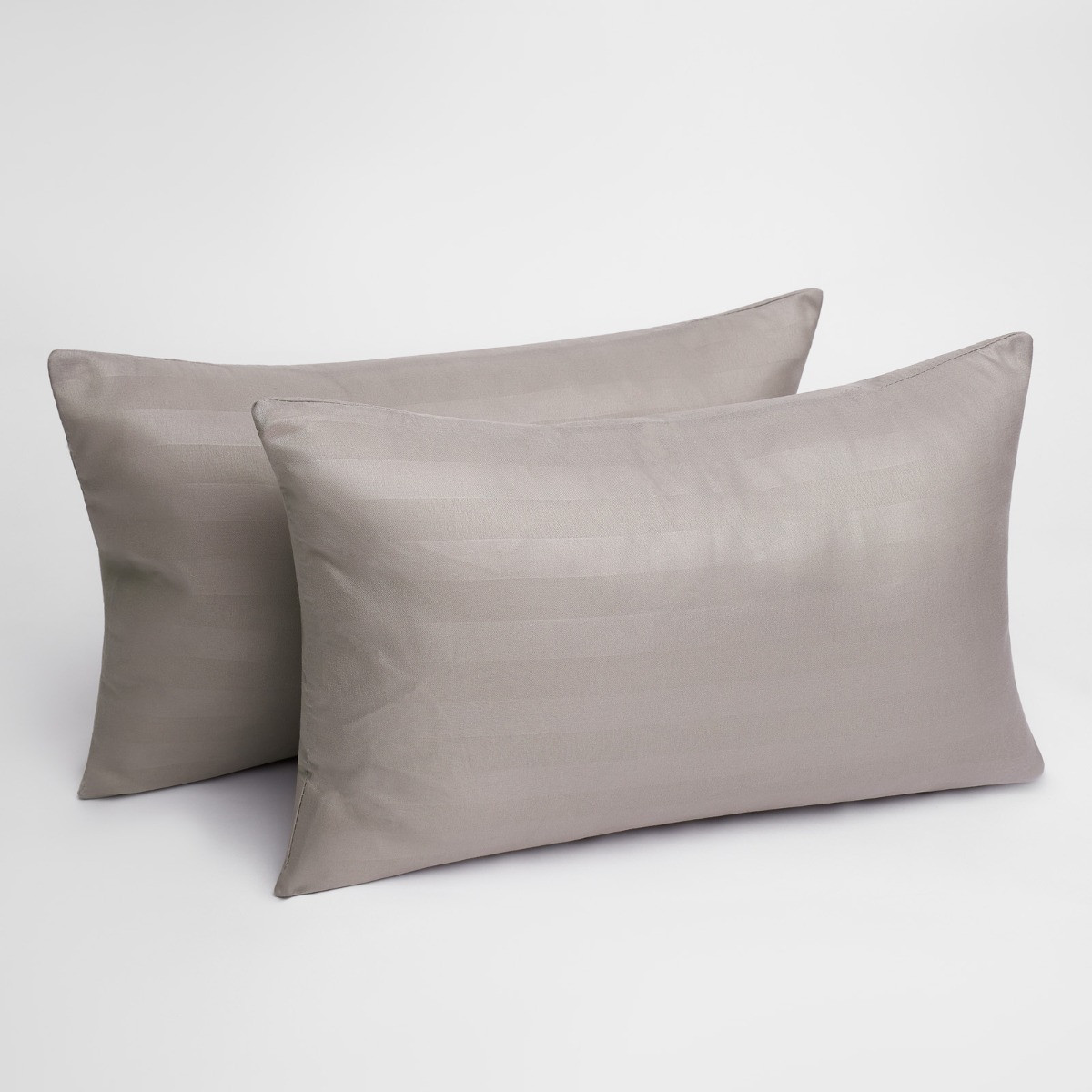 Brentfords 2 Pack Satin Stripe Cushion Covers - Mink>