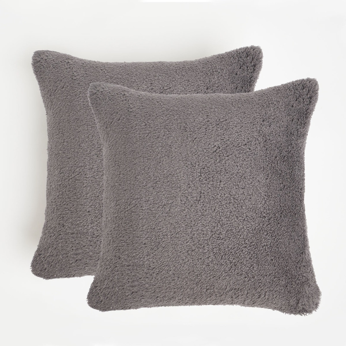 Brentfords 2 Pack Teddy Cushion Covers - Charcoal>