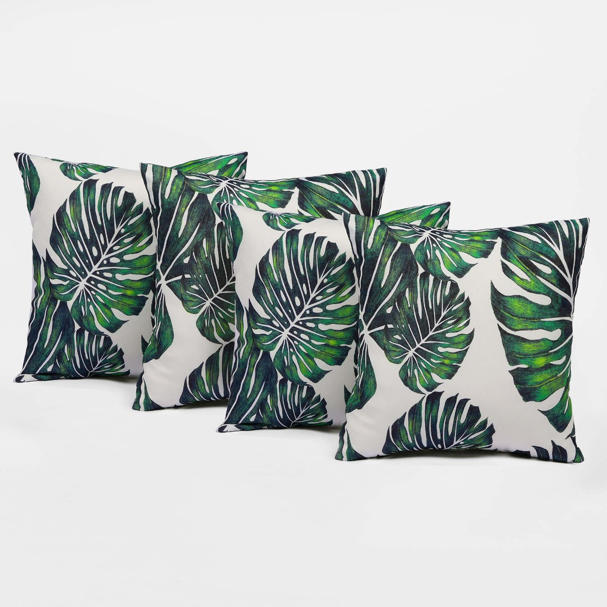 OHS Tropical Print Water Resistant Outdoor Cushion Covers - Green/White>