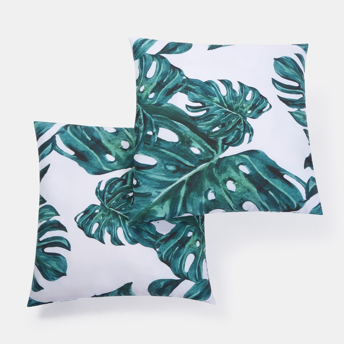 OHS Indoor/Outdoor Tropical Print Cushion Covers with Cushion Pads - Green/White>