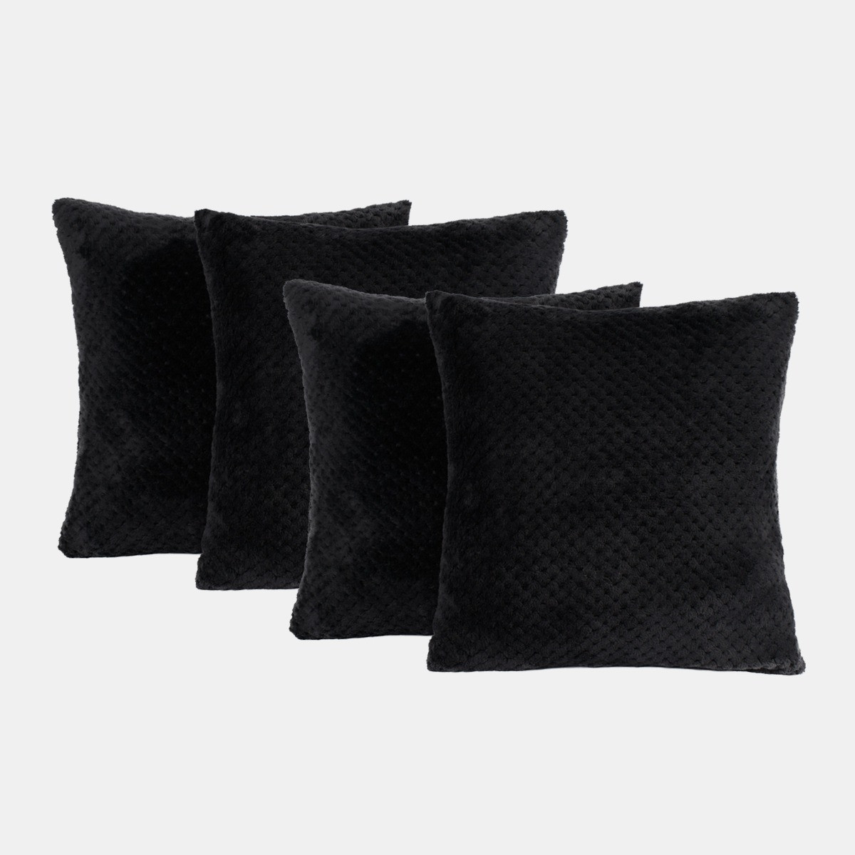OHS 2 Pack Waffle Fleece Cushion Covers - Black>