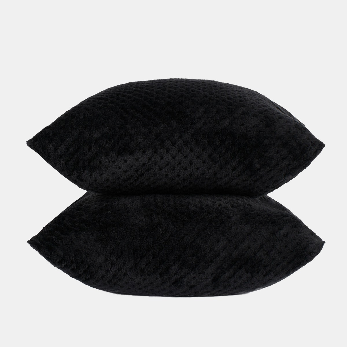 OHS Waffle Fleece Cushion Covers - Black>