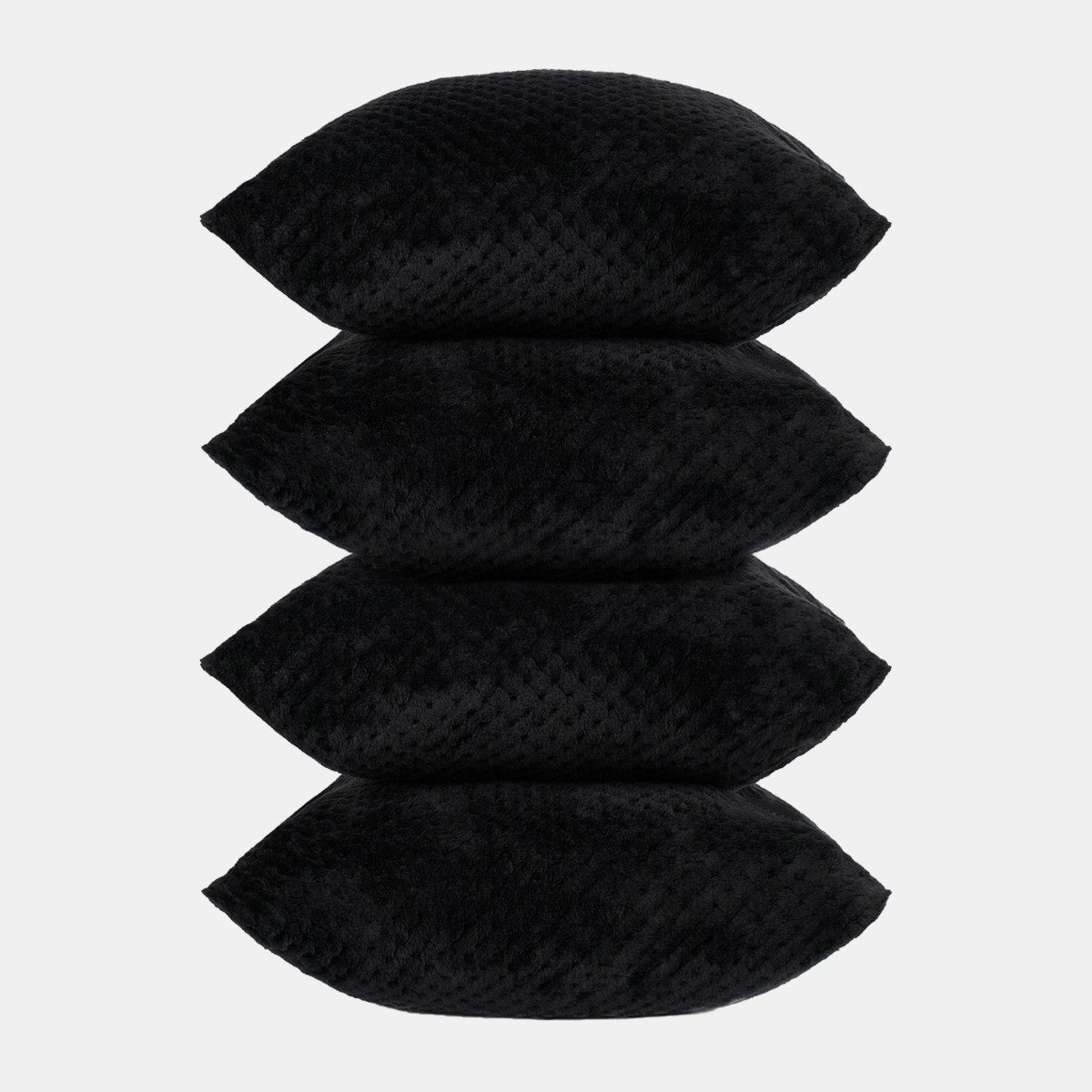 OHS 2 Pack Waffle Fleece Cushion Covers - Black>