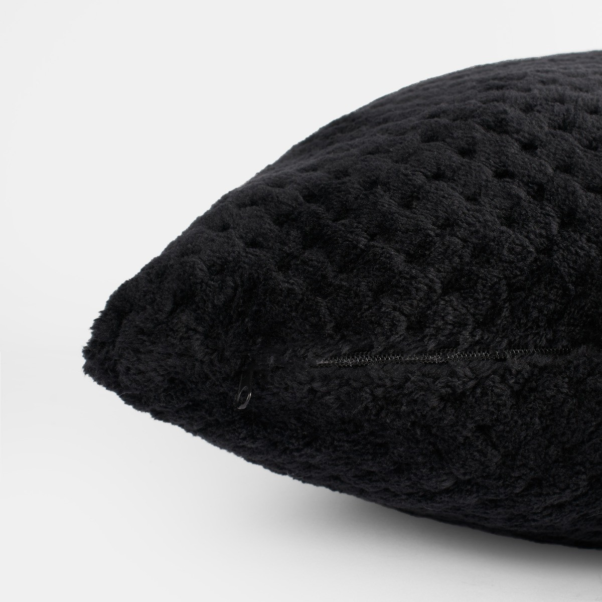 OHS 2 Pack Waffle Fleece Cushion Covers - Black>