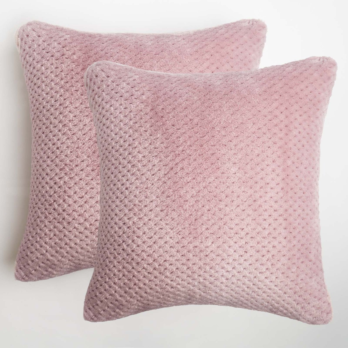 Brentfords 2 Pack Waffle Cushion Covers, Blush - With Cushions>