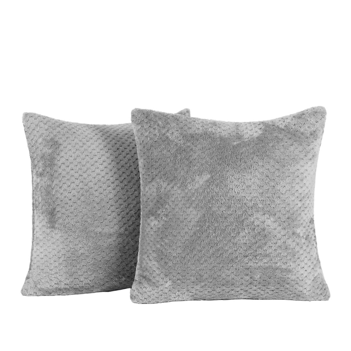 Brentfords 2 Pack Waffle Fleece Cushion Covers, Charcoal - 45 x 45cm>