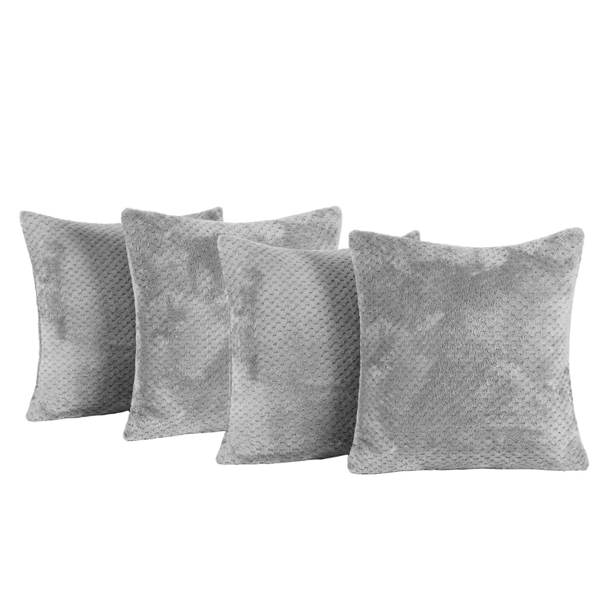 Brentfords 4 Pack Waffle Fleece Cushion Covers, Charcoal - 45 x 45cm>