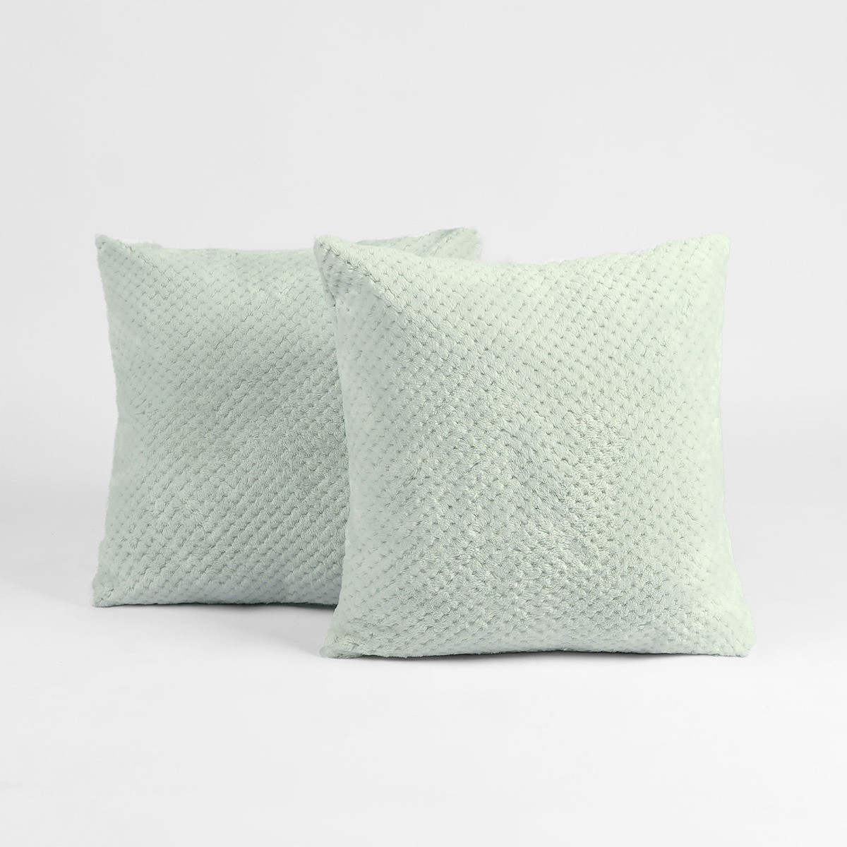 OHS 2 Pack Waffle Fleece Cushion Covers, Duck Egg - 45 x 45 cm>