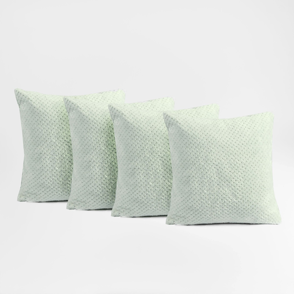 OHS 4 Pack Waffle Fleece Cushion Covers, Duck Egg - 45 x 45 cm>