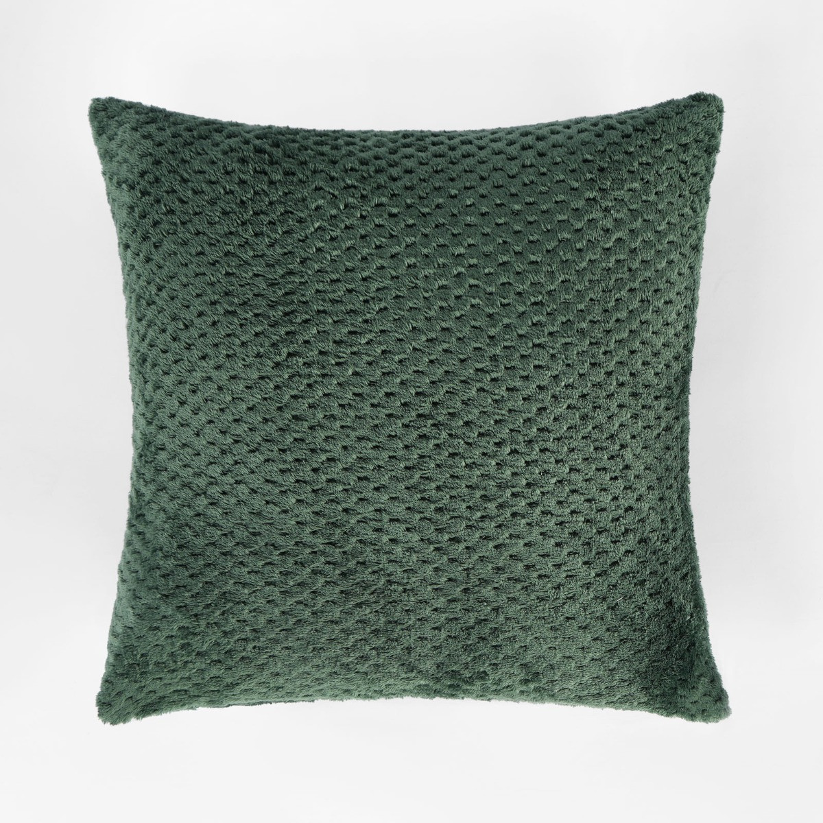 Brentfords 4 Pack Waffle Fleece Cushion Covers, Forest Green - 45 x 45cm>