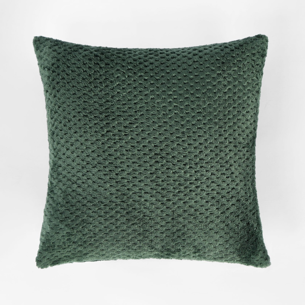OHS 4 Pack Waffle Fleece Cushion Covers with Cushion, Forest Green - 45 x 45cm>