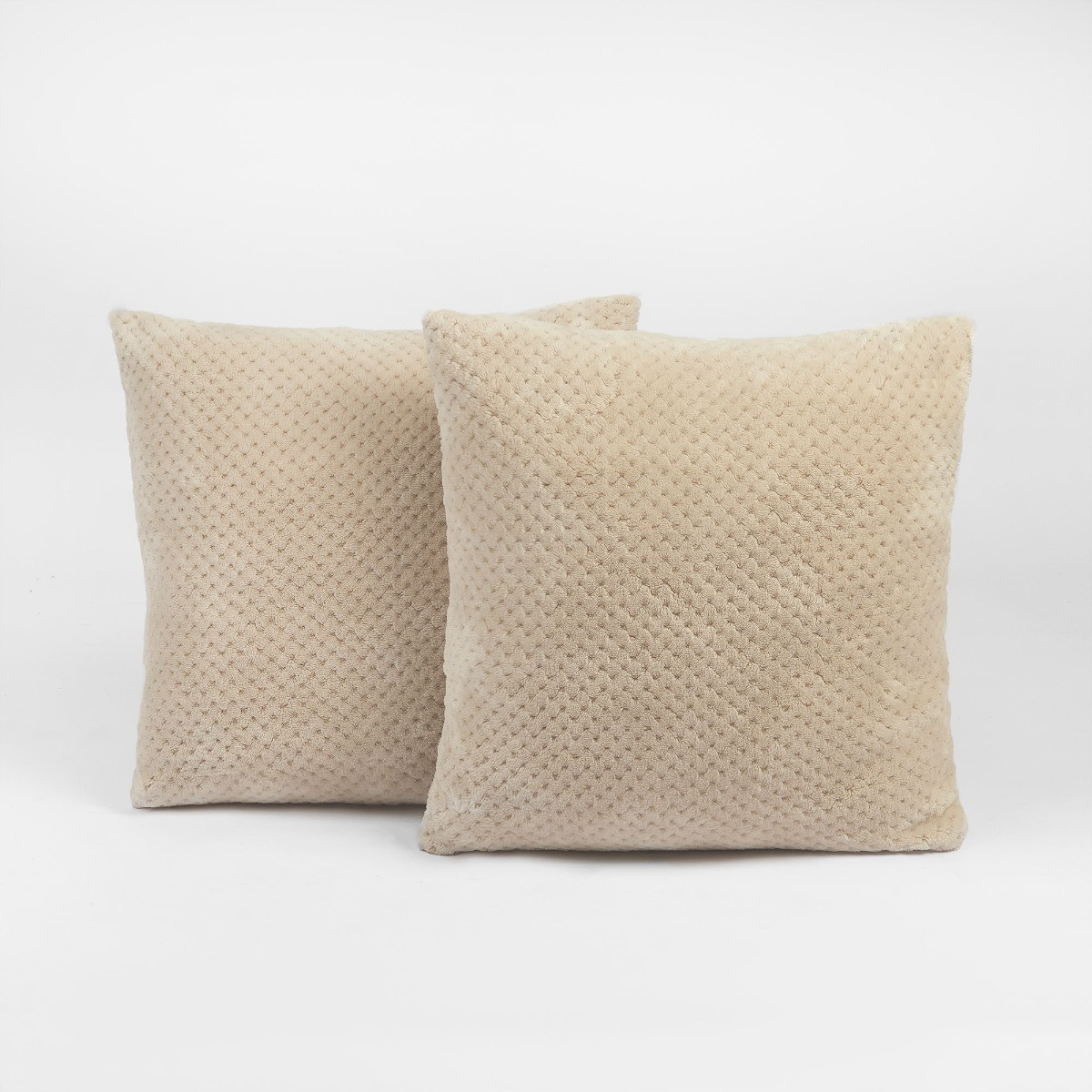 OHS 2 Pack Waffle Fleece Cushion Covers, Mink - 45 x 45 cm>