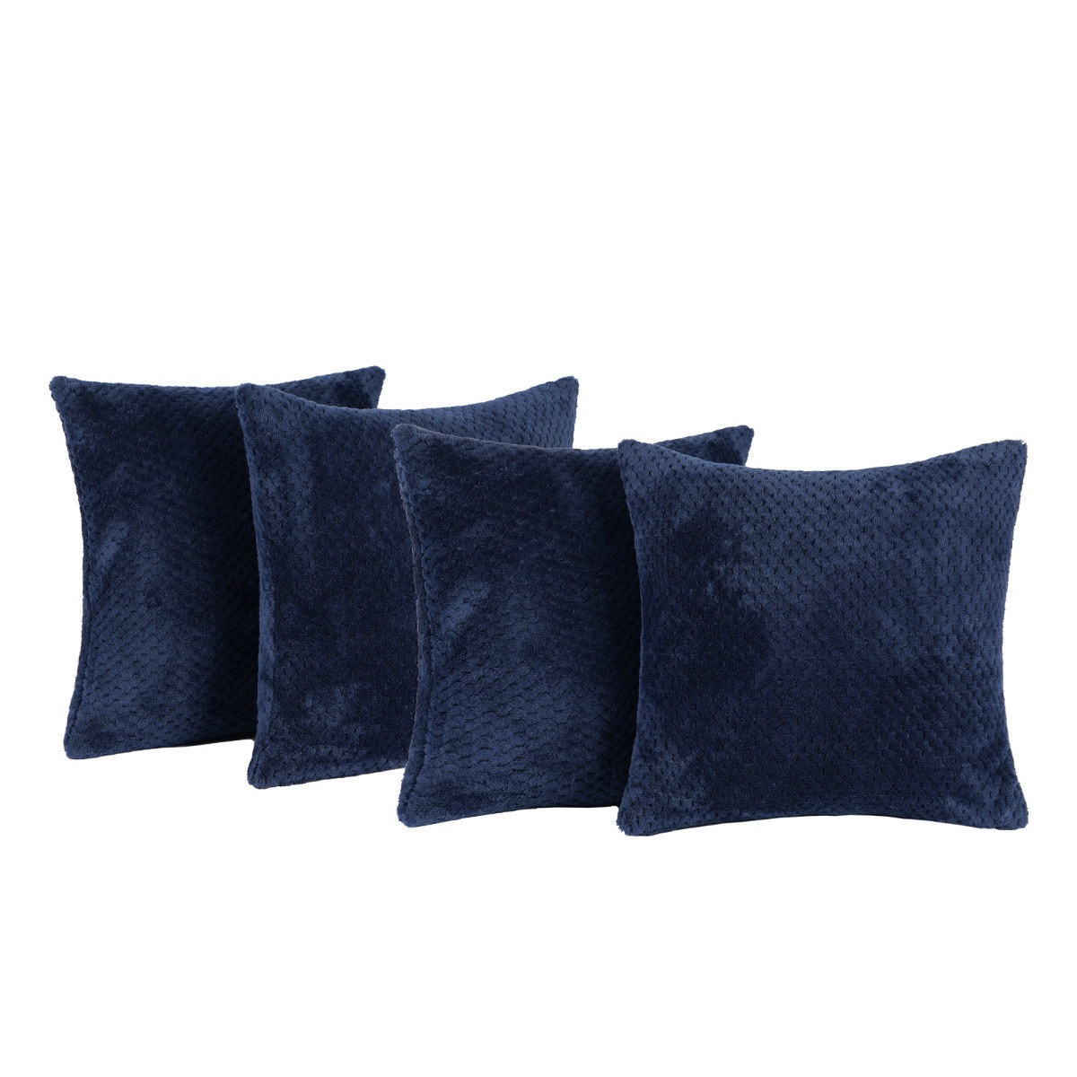 Brentfords 4 Pack Waffle Fleece Cushion Covers, Navy - 45 x 45cm>