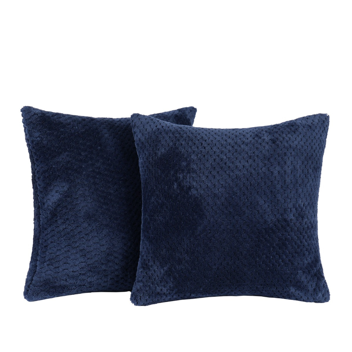 OHS 2 Pack Waffle Fleece Cushion Covers, Navy - 45 x 45cm>