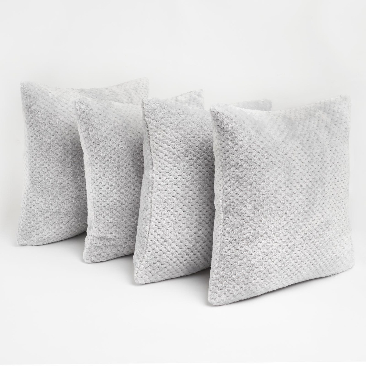 Brentfords 4 Pack Waffle Cushion Cover - Silver>