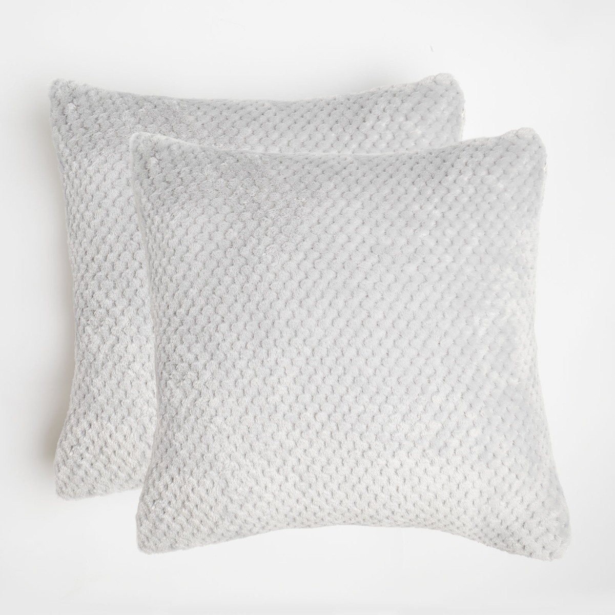 Brentfords 2 Pack Waffle Cushion Covers - Silver>