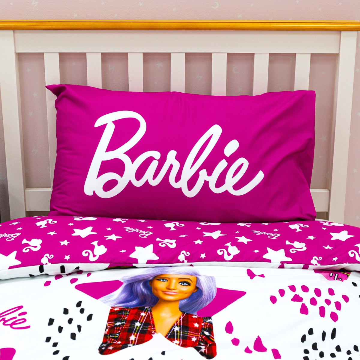 Barbie Stars Reversible Duvet Set, Pink - Single>