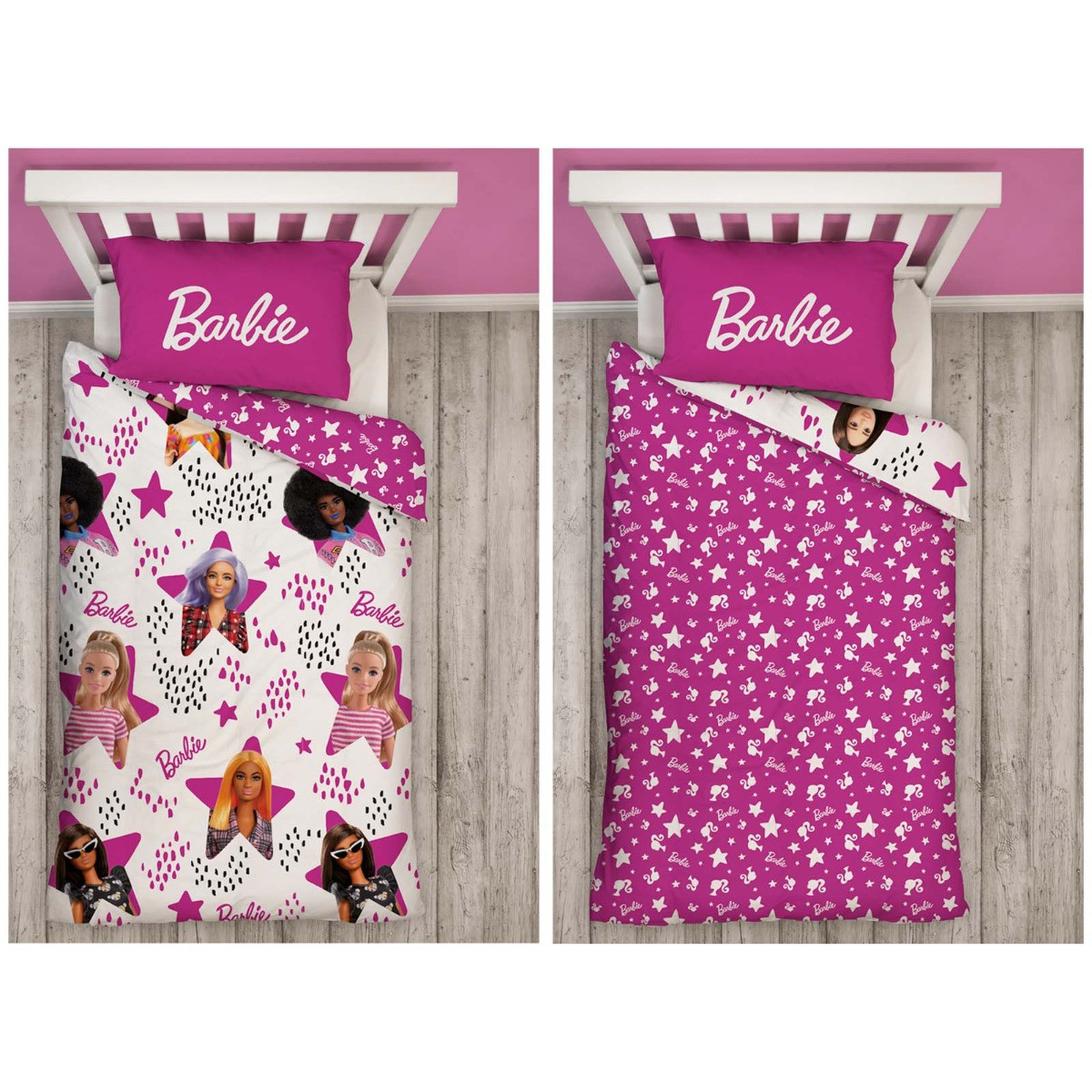 Barbie Stars Reversible Duvet Set, Pink - Single>