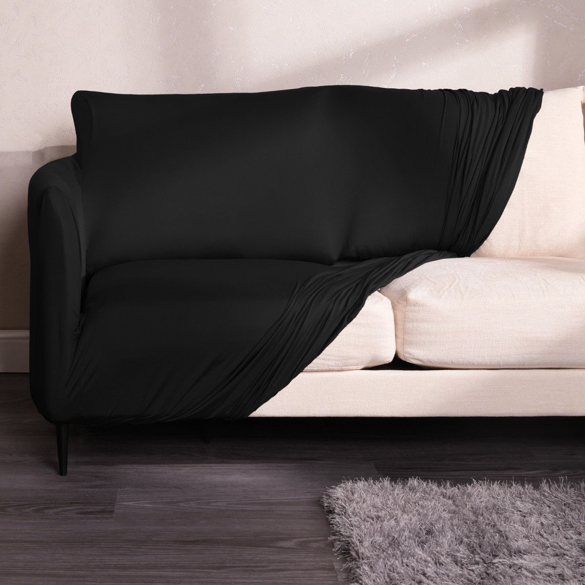 Brentfords Elastic Stretch Sofa Covers - Black>