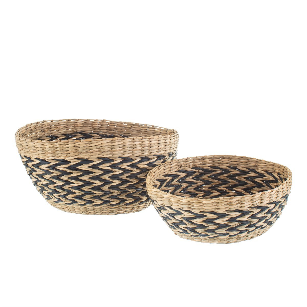 Sass & Belle Chevron Seagrass Decorative Bowls, 2 Pack - Black>