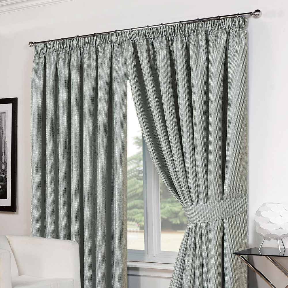 Basket Weave Tape Top Curtains - Duck Egg>