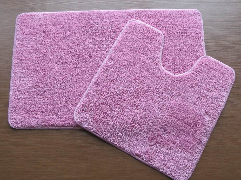 Plain Dye Bath Mat and Pedestal Sets - Pink>
