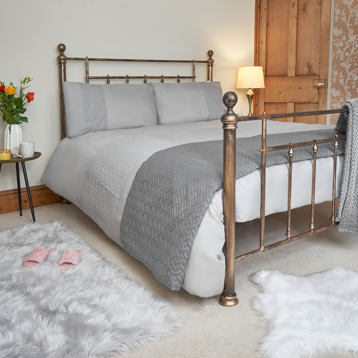 OHS Quilted Throw, Charcoal - 200 x 240cm>