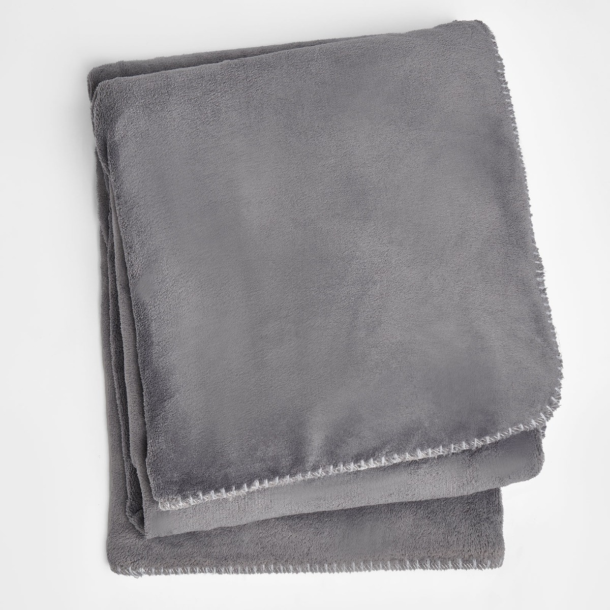 Brentfords Sherpa Flannel Fleece Throw Blanket, Grey/White - 150 x 180cm>