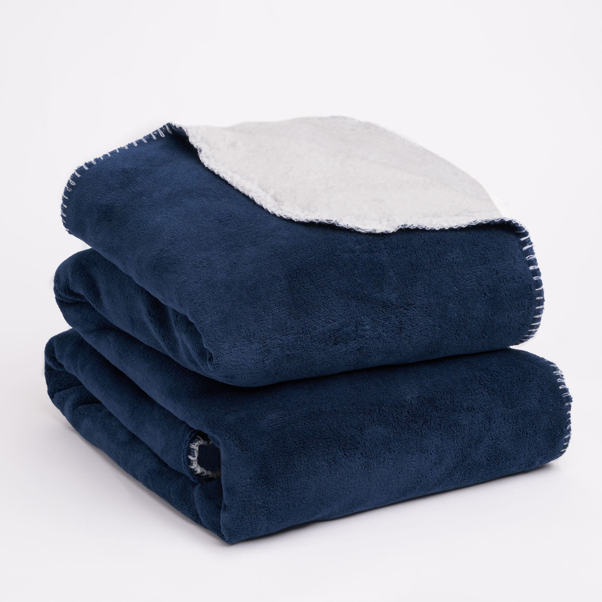 Brentfords by OHS Sherpa Throw Blanket, Navy - 60 x 70 inches>