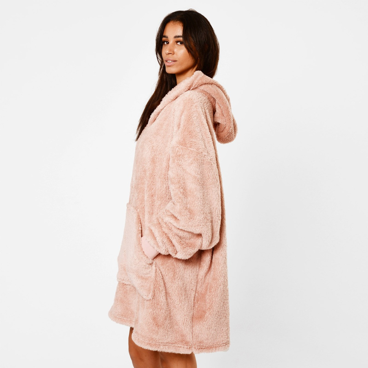 Brentfords Teddy Fleece Hoodie Blanket, Adults - Blush Pink>