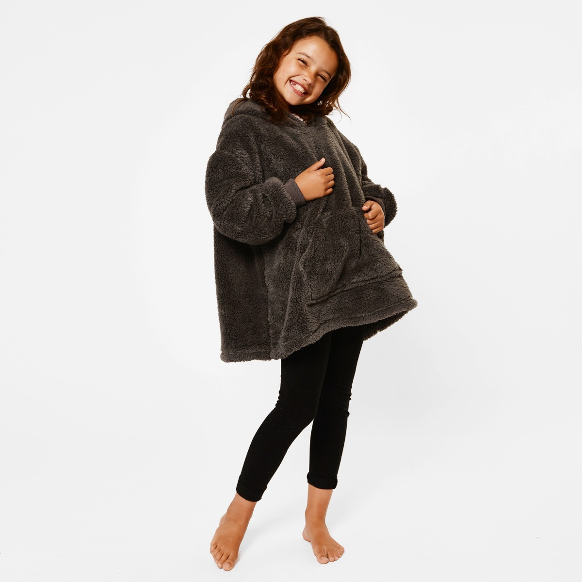OHS Teddy Fleece Hoodie Blanket, Kids - Charcoal Grey>