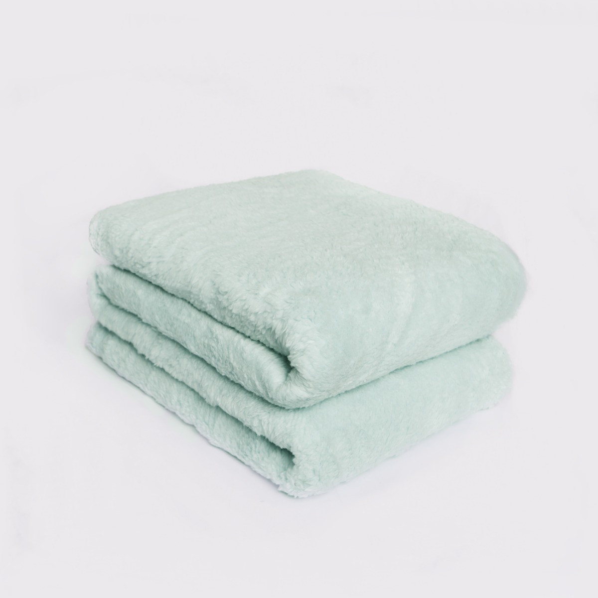 OHS Teddy Fleece Throw, Duck Egg Blue - 200 x 240cm>
